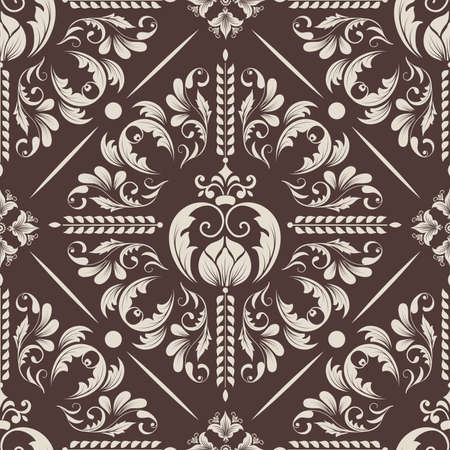 Vector damask seamless pattern element. Elegant luxury texture for wallpapers, backgrounds and page...