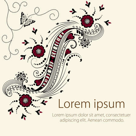 Vector abstract floral elements in indian mehndi style  のイラスト素材