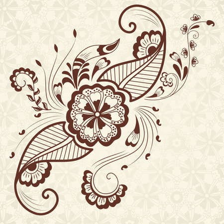 Vector abstract floral elements in indian mehndi style  のイラスト素材
