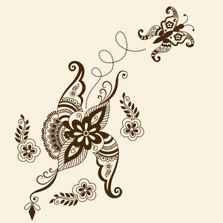 Vector abstract floral elements in indian mehndi style  のイラスト素材