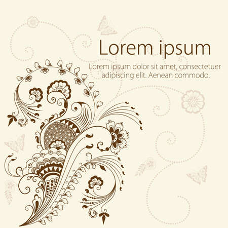 Vector abstract floral elements in indian mehndi style  のイラスト素材