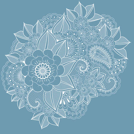 Vector abstract floral elements in indian mehndi style  のイラスト素材