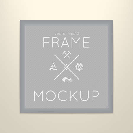 Vector template of square frame with poster, placed in interior.のイラスト素材