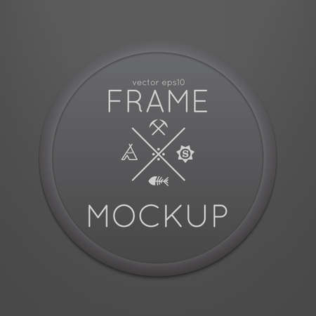 Vector template of round frame with poster, placed in interior.のイラスト素材