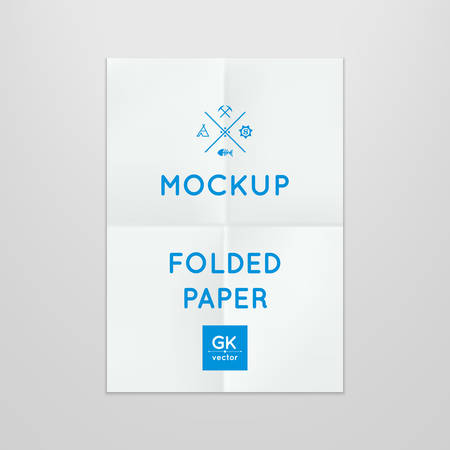 Vector template of folded poster, placed in interior.のイラスト素材