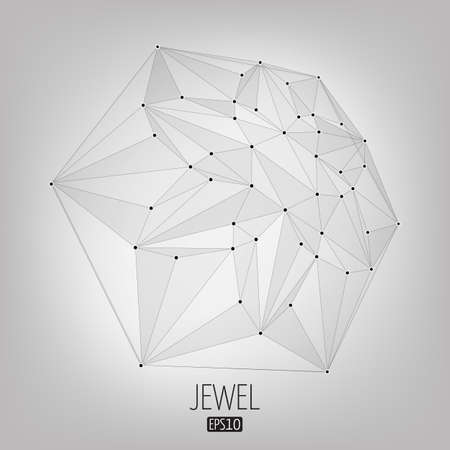 Abstract vector background. Futuristic style card. Lines, point, planes in 3d space. Jewel, gem.のイラスト素材