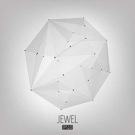 Abstract vector background. Futuristic style card. Lines, point, planes in 3d space. Jewel, gem.のイラスト素材
