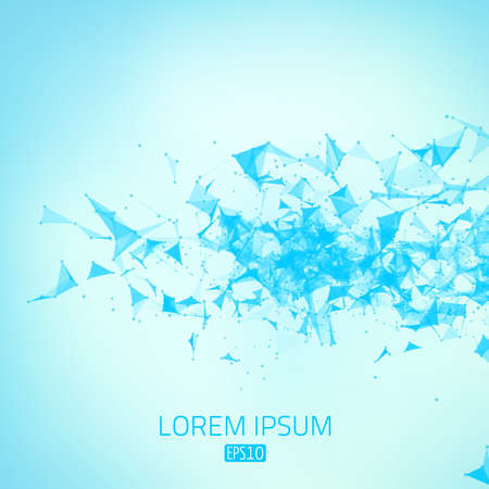 Abstract vector mesh background. Futuristic technology style. Flying debris. のイラスト素材