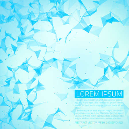 Abstract vector mesh background. Futuristic technology style. Flying debris. のイラスト素材