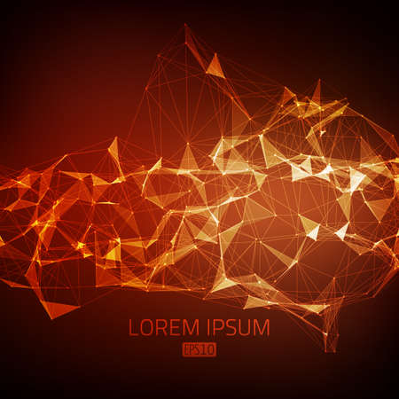 Abstract vector mesh background. Futuristic technology style. Flying debris. のイラスト素材