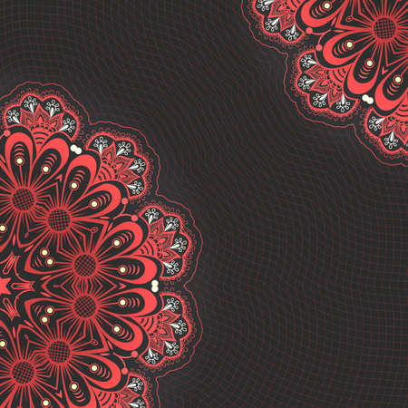 ornamental round lace with damask and arabesque elements. Mehndi style.のイラスト素材