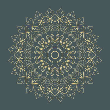 ornamental round lace with damask and arabesque elements. Mehndi style.のイラスト素材