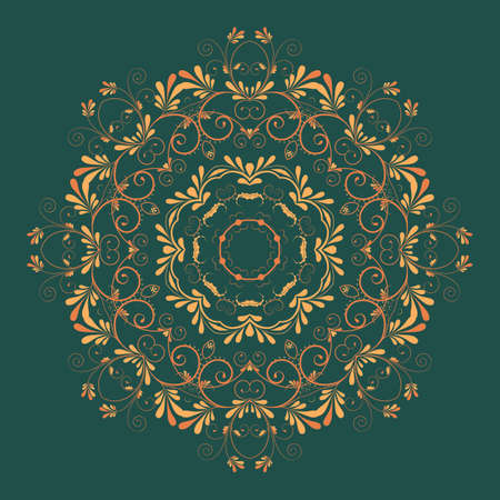 ornamental round lace with damask and arabesque elements. Mehndi style.のイラスト素材