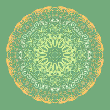 ornamental round lace with damask and arabesque elements. Mehndi style.のイラスト素材