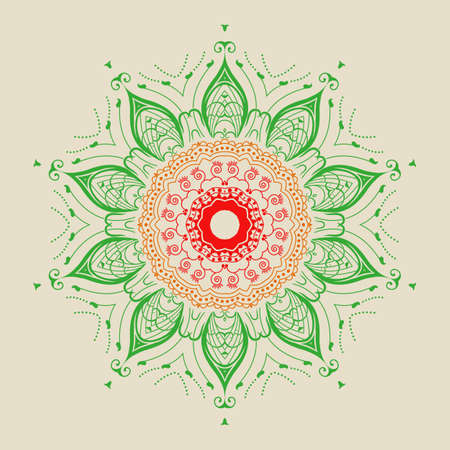 ornamental round lace with damask and arabesque elements. Mehndi style.のイラスト素材