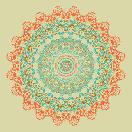 ornamental round lace with damask and arabesque elements. Mehndi style.
