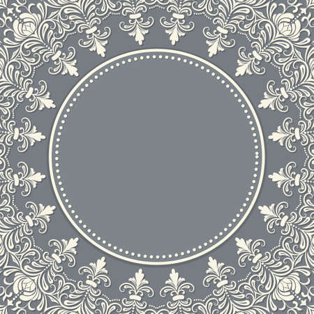 ornamental round lace with damask and arabesque elements. Mehndi style.のイラスト素材