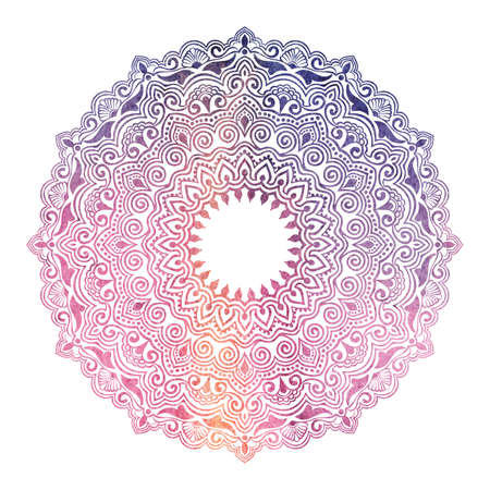 Vector ornamental round lace with damask and arabesque elements. Mehndi style.のイラスト素材