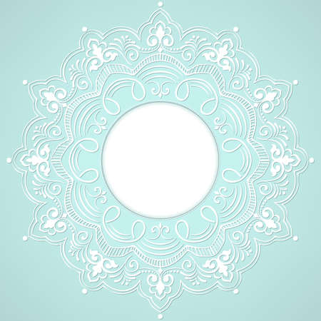 ornamental round lace with damask and arabesque elements. Mehndi style.のイラスト素材