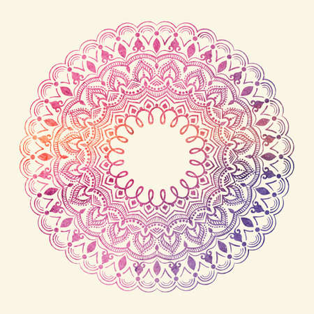 ornamental round lace with damask and arabesque elements. Mehndi style.のイラスト素材