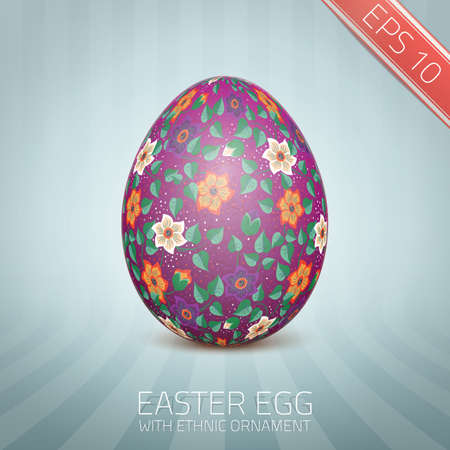 The Easter egg with a floral pattern ornament.のイラスト素材