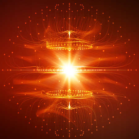 Abstract vector mesh background. Sphere of bioluminescent tentacles. Futuristic style card.のイラスト素材