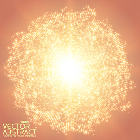 Abstract vector mesh background. Point array of glowing particles. Futuristic style card.のイラスト素材