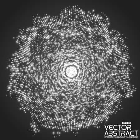 Abstract vector mesh background. Point array of glowing particles. Futuristic style card.のイラスト素材