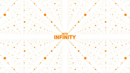Abstract vector background. Matrix of glowing stars with illusion of depth and perspective.のイラスト素材