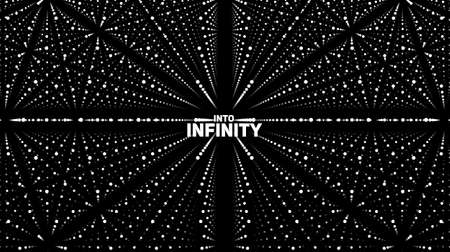 Abstract vector background. Matrix of glowing stars with illusion of depth and perspective.のイラスト素材