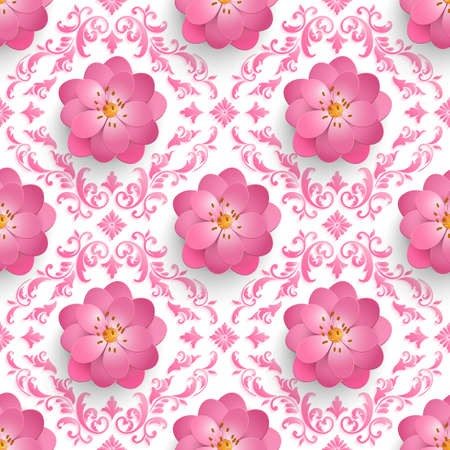 Vector flower seamless pattern element. Volumetric flowers.のイラスト素材