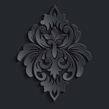 Vector damask volumetric element.  Dark volumetric pattern.のイラスト素材