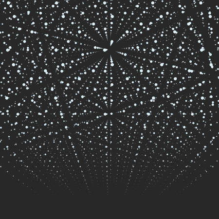 Abstract vector background. Matrix of glowing stars with illusion of depth and perspective.のイラスト素材