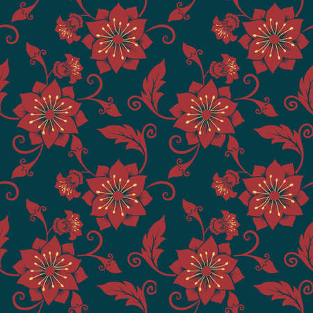 Vector flower seamless pattern background. Elegant texture for backgrounds. Classical luxury old fashioned floral ornament, seamless texture for wallpapers, textile, wrapping.のイラスト素材