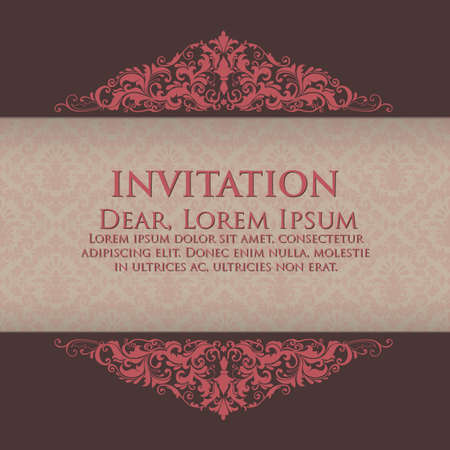 Wedding invitation and announcement card with floral background artwork. Elegant ornate floral background. Floral background and elegant flower elements. Design template.のイラスト素材