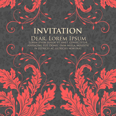Wedding invitation and announcement card with floral background artwork. Elegant ornate floral background. Floral background and elegant flower elements. Design template.のイラスト素材