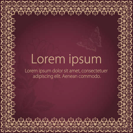 Vector fine floral square frame. Decorative element for invitations and cards. Border elementのイラスト素材