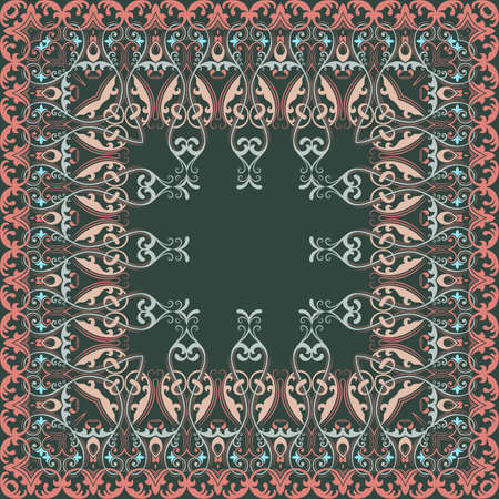 Vector fine floral square frame. Decorative element for invitations and cards. Border elementのイラスト素材