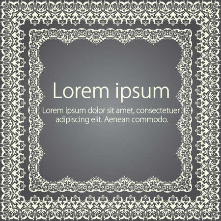 Vector fine floral square frame. Decorative element for invitations and cards. Border elementのイラスト素材