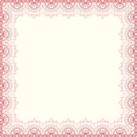 Vector fine floral square frame. Decorative element for invitations and cards. Border elementのイラスト素材