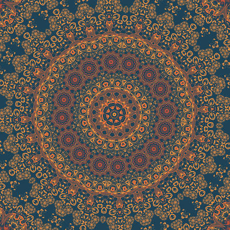 Vector ornamental round lace with damask and arabesque elements. Mehndi style. Orient traditional...