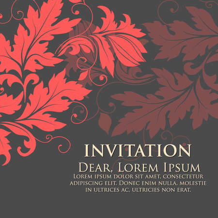 Wedding invitation and announcement card with floral background artwork. Elegant ornate floral background. Floral background and elegant flower elements. Design template.のイラスト素材