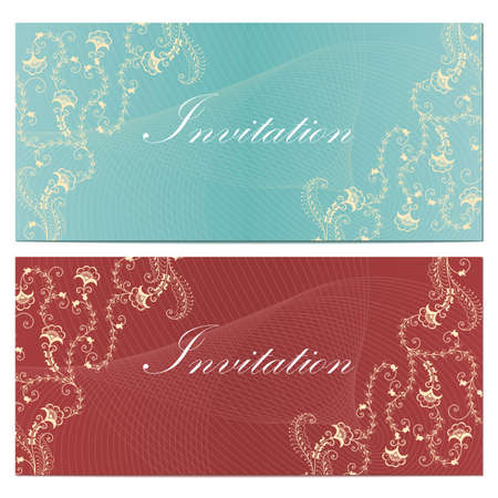 Wedding invitation and announcement card with floral background artwork. Elegant ornate floral background. Floral background and elegant flower elements. Design template.のイラスト素材