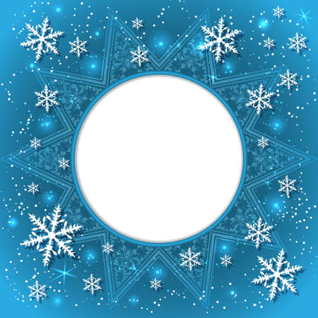 Elegant Christmas background with snowflakes and place for text. Abstract winter background. Vector Illustration.のイラスト素材