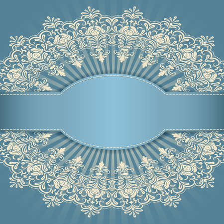 Wedding invitation and announcement card with ornamental round lace with arabesque elements. Mehndi style. Orient traditional ornament. round colored floral ornament.のイラスト素材