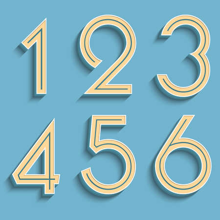 Vector retro numbers. Volumetric numbers. Vintage typography. 3D EPS10のイラスト素材