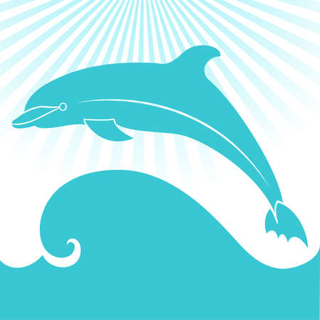 Vector card with dolphin. Elegant gift card. Abstract silhouette.のイラスト素材