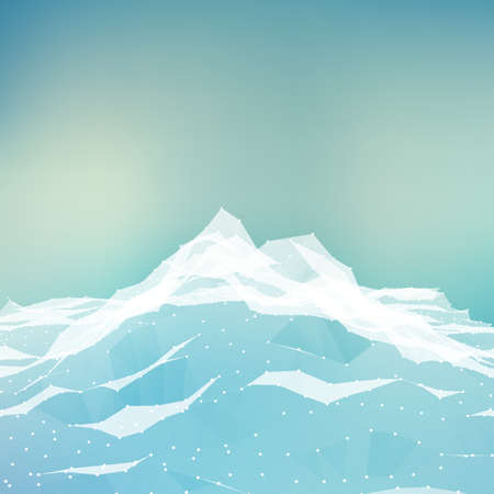 Abstract vector mesh background. Chaotically connected points and polygons flying in space. Flying debris. Futuristic technology style card. Lines, points, circles and planes. Futuristic design.のイラスト素材