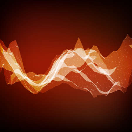 Abstract vector mesh background. Chaotically connected points and polygons flying in space. Flying debris. Futuristic technology style card. Lines, points, circles and planes. Futuristic design.のイラスト素材