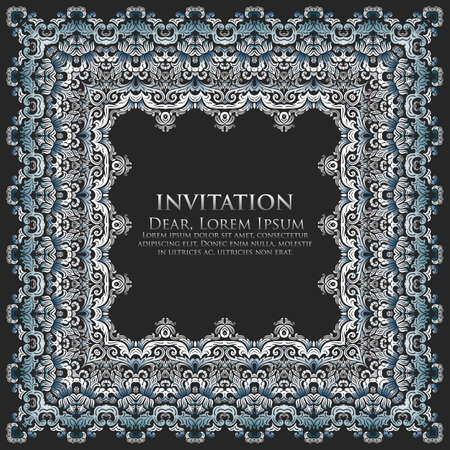 Vector fine floral square frame. Decorative element for invitations and cards. Border elementのイラスト素材